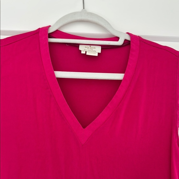 Kate Spade Women's Pink V-Neck Ruffle Sleeve Top M - Picture 4 of 10